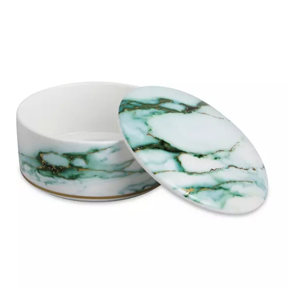 NIB - Prouna Green Marble Jewelry Box